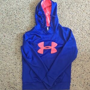 Under Armour Blue Hoodie with Pink Logo